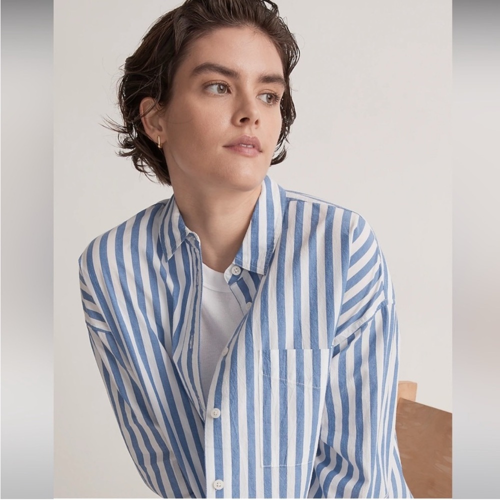 Madewell Blue and White Striped Button Down Shirt